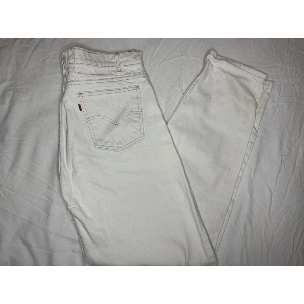 Vintage Levi's 550 Jeans Men's 34x32 White Orange Tab‎ Denim Made in USA 90s